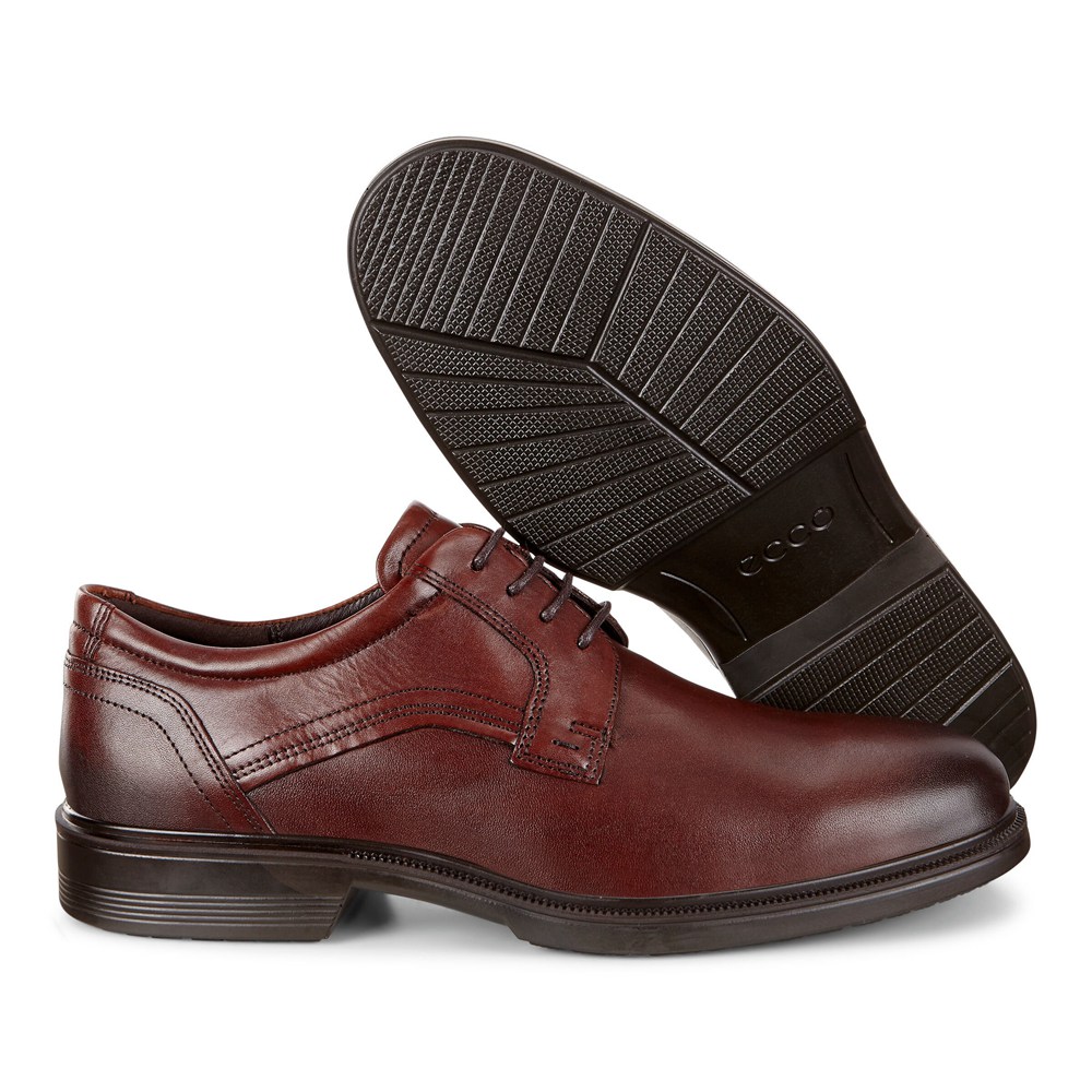 Zapatos De Vestir Hombre - ECCO Lisbon Plain Toe Tie - Marrom - CAM720964